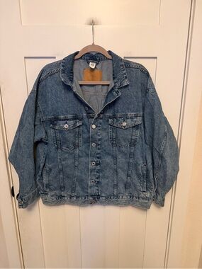 & Denim Men’s Jean jacket Classic Medium Wash Denim Size Medium Blue 100% Cotton